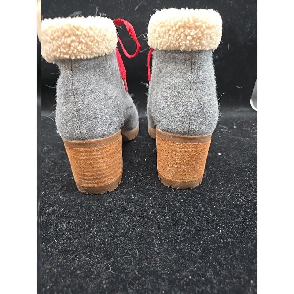 KORKS Size 10 EVIE LACE UP WOOL‎ HEELED HIKER ANKLE BOOTIE GRAY Gently Worn - Picture 7 of 9